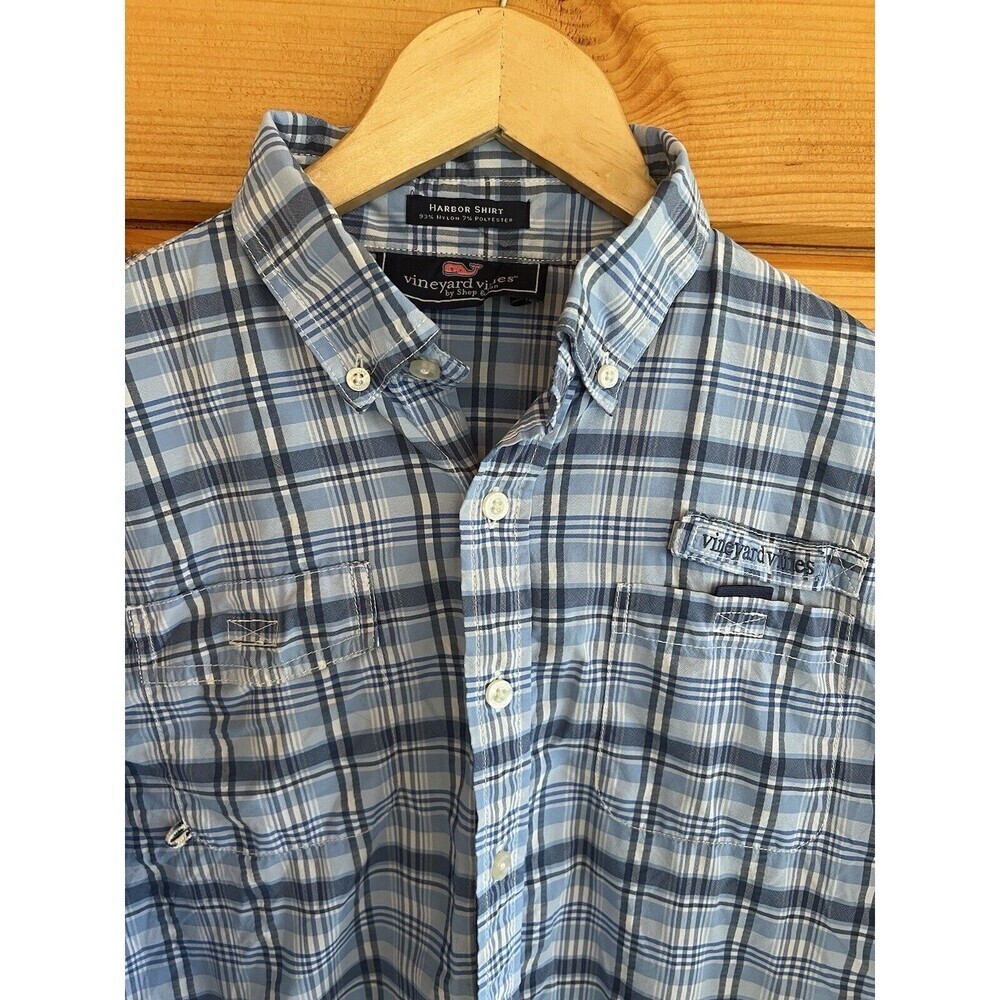 Vineyard Vines Harbor Shirt Long Sleeve Blue Plaid Mens Size Large